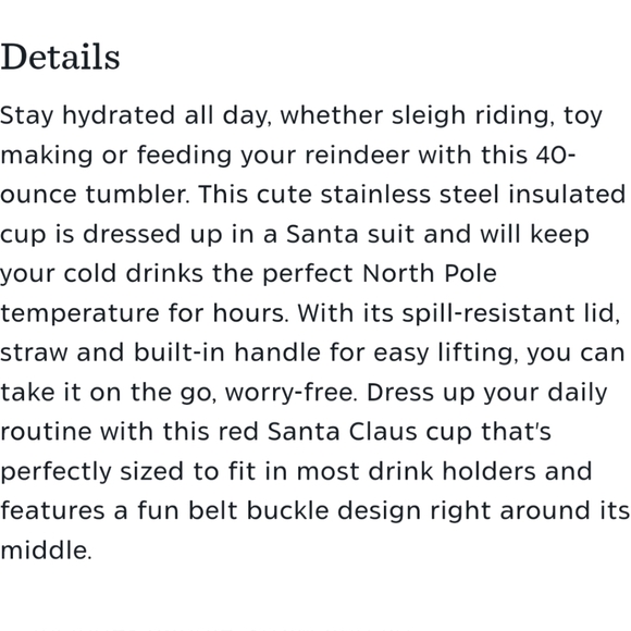 NWT Hallmark Santa Suit Insulated Travel Cup With Handle, 40 oz. 🎅 - Picture 4 of 5